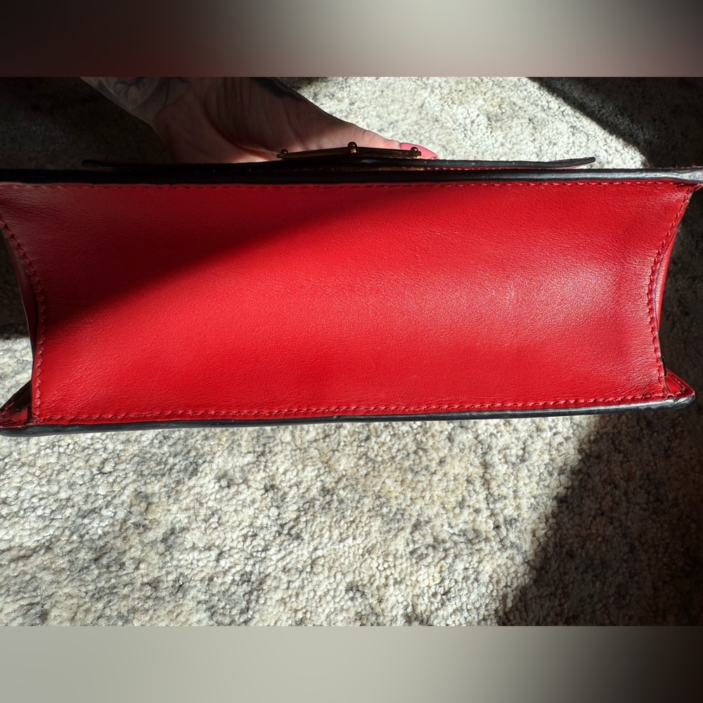 Prada Red Leather Chain Shoulder Bag - Picture 10 of 11